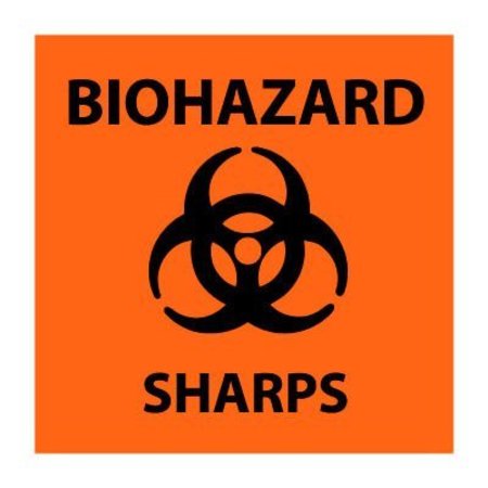 NATIONAL MARKER CO Graphic Safety Labels - Biohazard Sharps S90AP